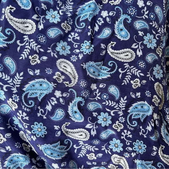 Manoush Paisley Print Silk Pants with Side Zipper and pockets blue size 38 - Picture 13 of 14